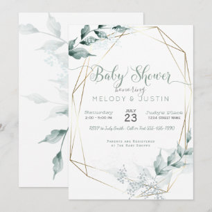 Jade Grönt Watercolor Couples Baby Shower Inbjudningar