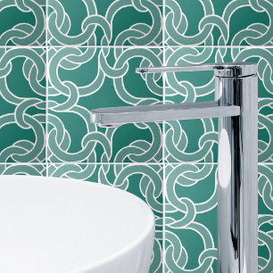 Jade Grönt White Celtic Knot Seamless Mönster Tile Kakelplatta
