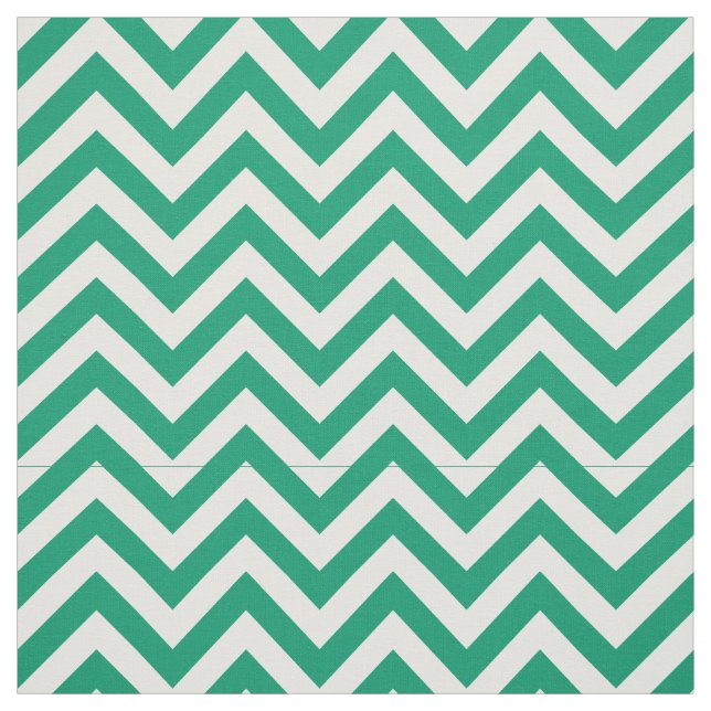 Jade Grönt, White LG Chevron ZigZag Mönster 12I Tyg (Provkarta)