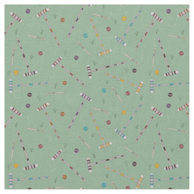 Jade-Grönten Croquet Set Gräsmatta har mönster Tyg (Närbild)