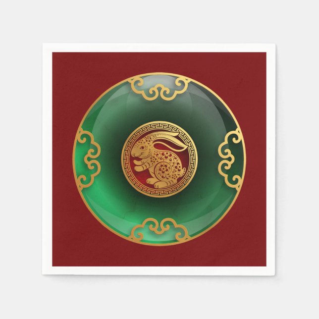 Jade Kinesiska nyåret för kaninen Napkins Pappersservett (Framsidan)