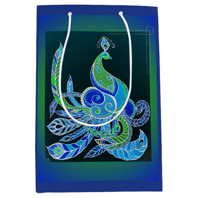 Jade Majesty Elegant grön och blå påfågel  (Framsidan)