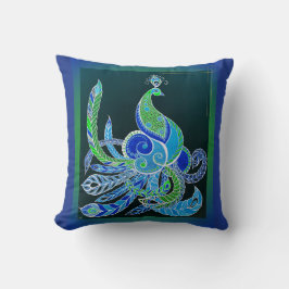 Jade Majesty Elegant Grönt and blue peace ock Kudde