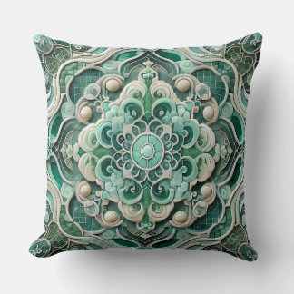 Jade Mandala Mönster: Fresh Gradient Mosaic Kudde