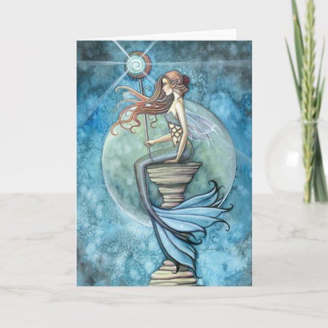 Jade Moon Siren Greeting Card av Molly Harrison Kort (Framsida)
