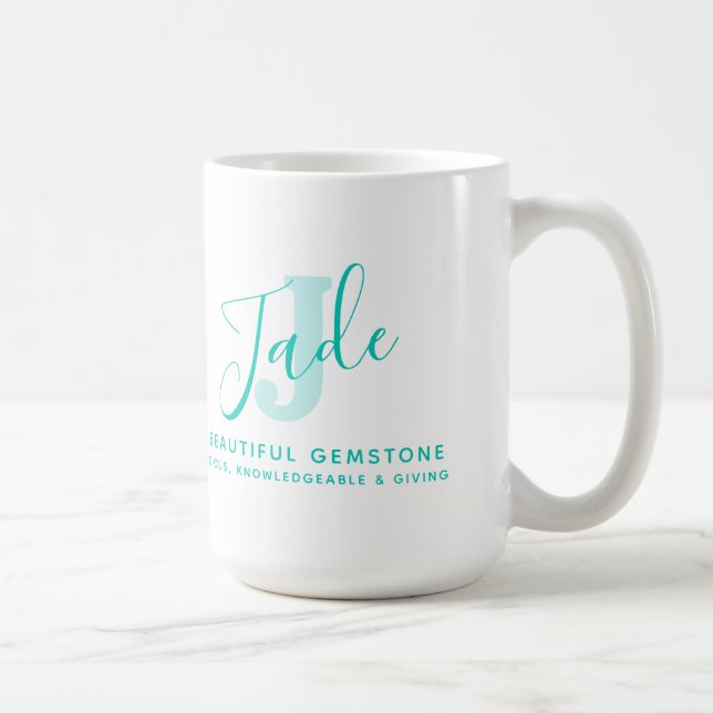Jade namn: monogram J grönt tealtext Kaffemugg (Höger)