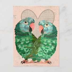 Jade Parrots Heart-vykort Vykort