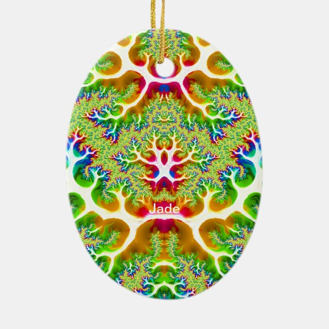 JADE ~ PÅSKÄGG ~ flerfärgad rektangel ~ Julgransprydnad Keramik (Baksidan)