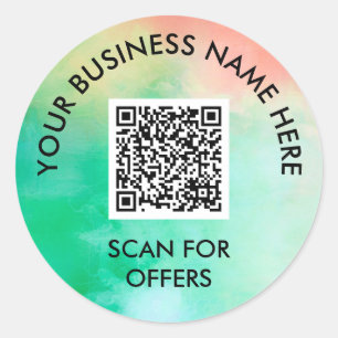 Jade Peach Scan for Offers Business Namn QR-kod Runt Klistermärke
