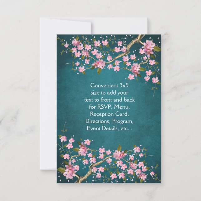 Jade Rosa Japanska Körsbärsblommor Bröllop Inbjudningar (Framsida)