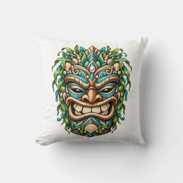 Jade Shell Tiki Guardian Kuddöverdrag Kudde (Framsida)