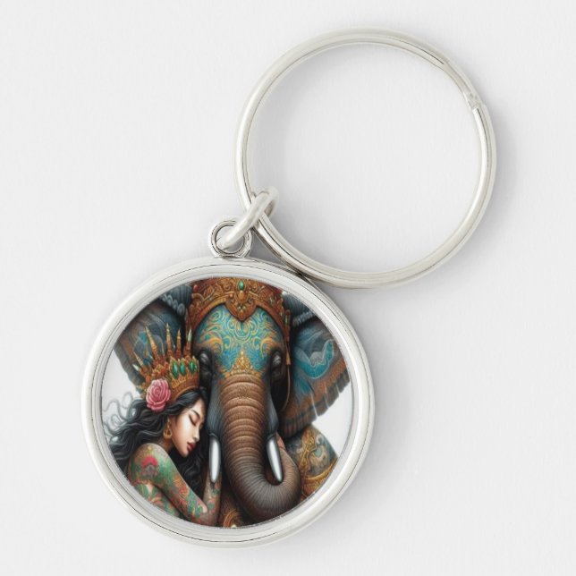 Jade Touch Keychain Rund Silverfärgad Nyckelring (Framsidan)