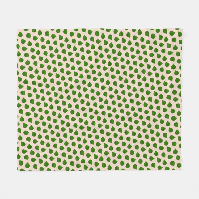 Jade Tree Gröna blad på beige Fleecefilt (Framsidan (Horisontell))