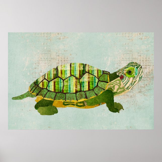 Jade Turtle Azure Art Poster (Framsidan)