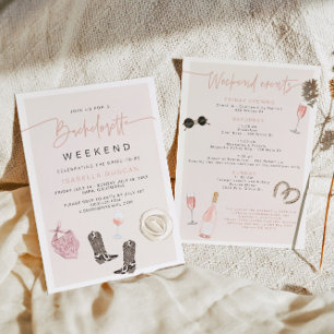 JADE Vin Cowgirl Land Bachelorette Itinerary Inbjudningar