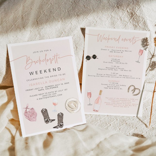 JADE Vin Cowgirl Land Bachelorette Itinerary Inbjudningar (Skapare uppladdad)