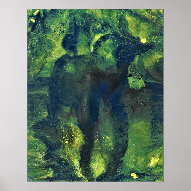 Jaded Lover 1 Deep Green Abstract Art Print Poster (Framsidan)