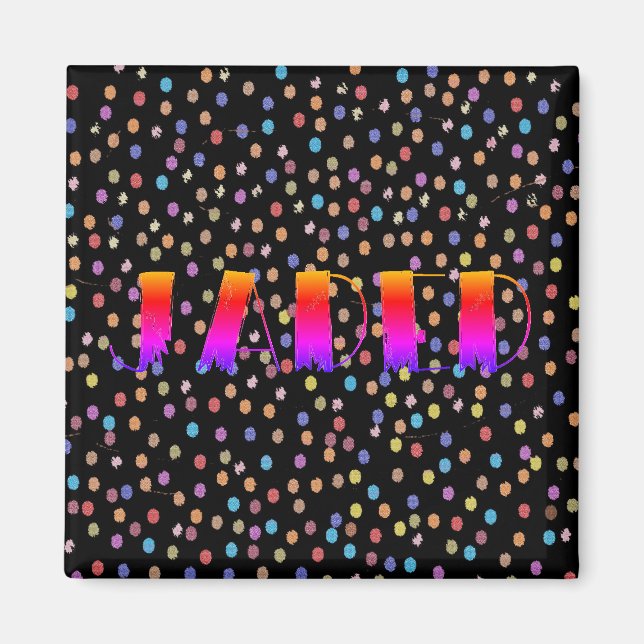Jaded Magnet med Polka Dot Background för Fridge (Framsidan)