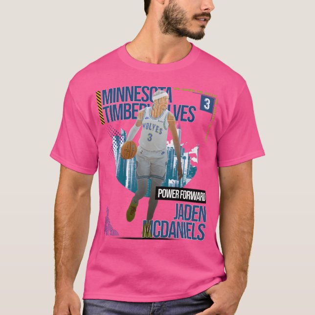 Jaden Mcdaniels Basketball Art Timberwolve 1 T Shirt (Framsida)