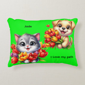 Jade's "I Love My Pets" Decorative Pillow Prydnadskudde
