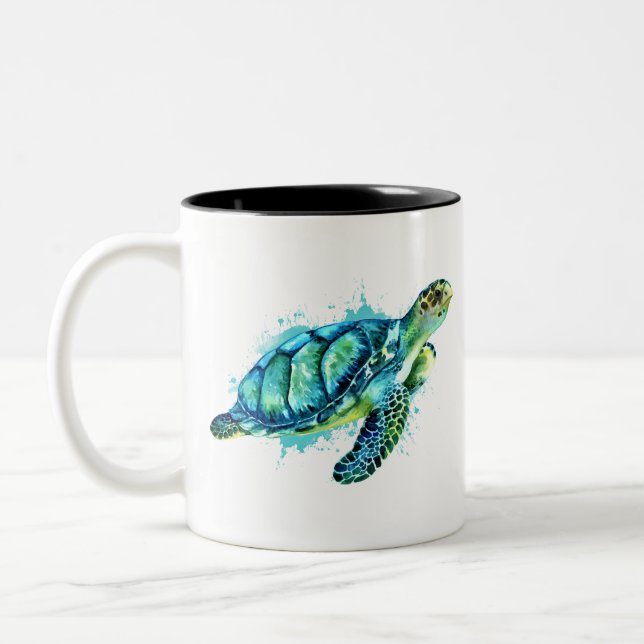 JadeTurtle Kärlek Turtles spara turtles Två-Tonad Mugg (Vänster)