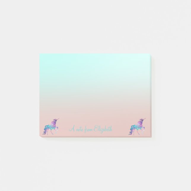 Jadlig Unicorn, Ombre-Personlig Post-it Block (Framsida)