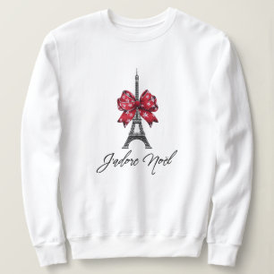J'adore Noël Eiffel Torn Red Play jul Bow T Shirt