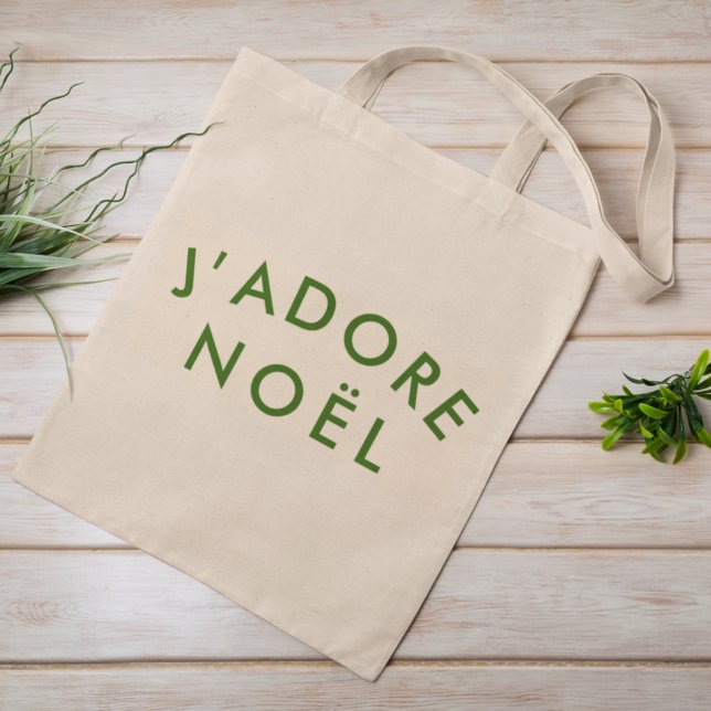 J'adore Noel | Fransk i Kärlek - Offert Art Tygkasse (“J’adore Noël” tote bag by Guava, featuring chic modern typography for stylish Christmas gifting)