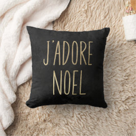 J'adore Noel Guld och Black Minimalist jul Kudde