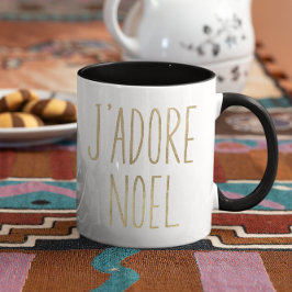 J'adore Noel Guld och Black Minimalist jul Mugg