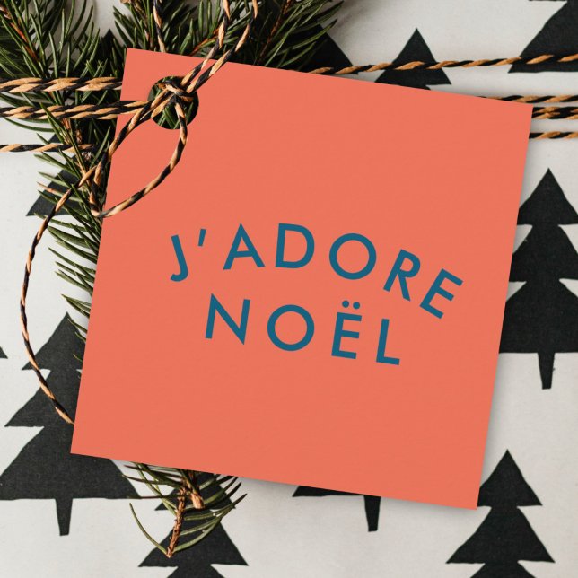 J'adore Noel | Modern Kärlek Jul Red och marinen Gåvor Etiketter (Skapare uppladdad)