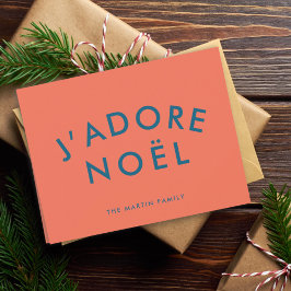 J'adore Noel | Modern Kärlek Jul Red och marinen Helgkort