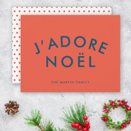 J'adore Noel | Modern Kärlek Jul Red och marinen Julkort