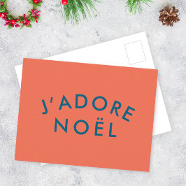 J'adore Noel | Modern Kärlek Jul Red och marinen Vykort