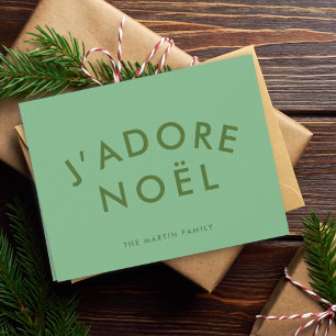 J'adore Noel Modern Kärlek Julafton-Grönt, minim Helgkort