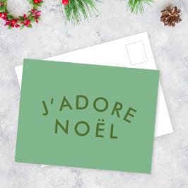 J'adore Noel | Modern Kärlek Julafton-Grönt, minim Vykort