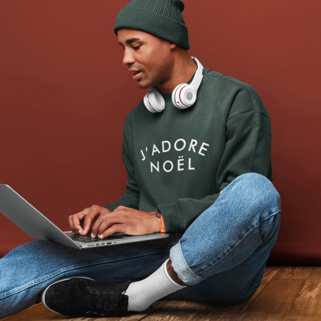 J'adore Noel | Modern Kärlek-Trendiget Julafton Lång Ärmad Tröja (“J’adore Noël” Christmas sweatshirt by Guava, featuring modern minimalist French-inspired typography)