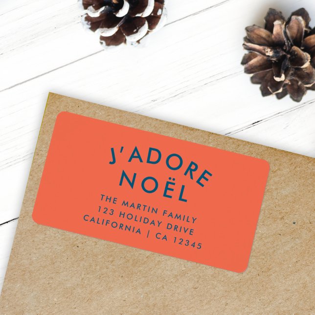 J'adore Noel | Modern Returadress till jul Adressetikett (Skapare uppladdad)