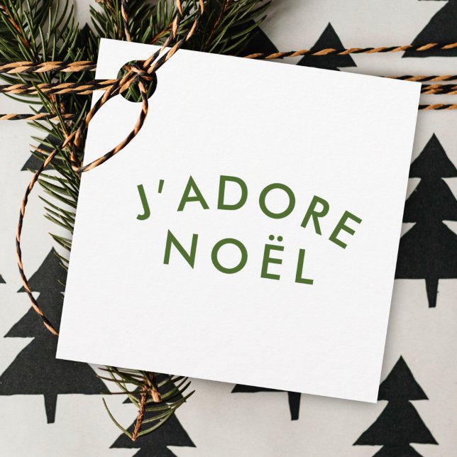 J'adore Noel | Vit minsta möjliga Grönt under jul Gåvor Etiketter (Skapare uppladdad)