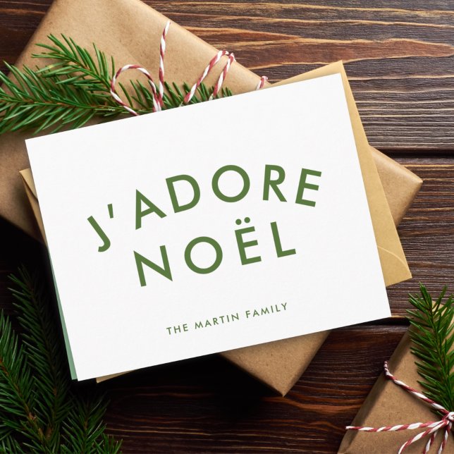 J'adore Noel | Vit minsta möjliga Grönt under jul Helgkort (Skapare uppladdad)