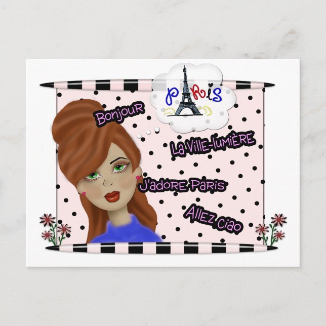 J'adore Paris Diva Vykort (Framsida)