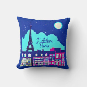 J'adore Paris - Fantasy Paris under en fullmåne Kudde