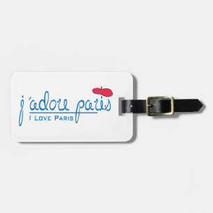 j'adore Paris (I kärlek Paris) med rödberet Bagagebricka