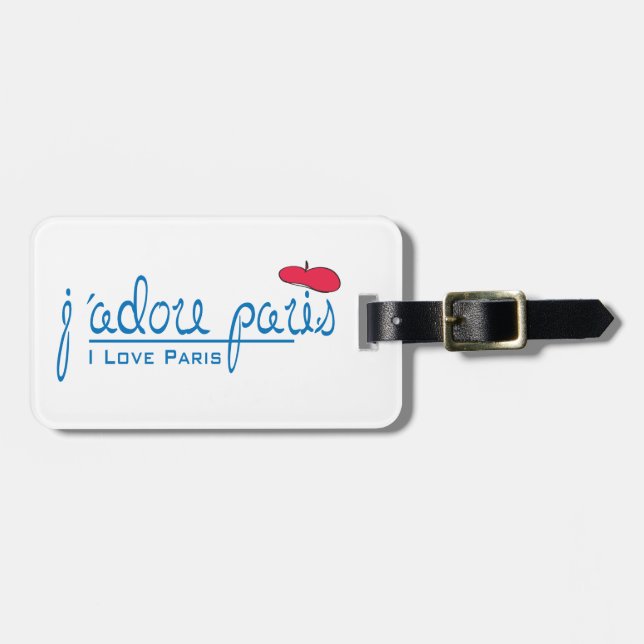 j'adore Paris (I kärlek Paris) med rödberet Bagagebricka (Horisontell Framsida)