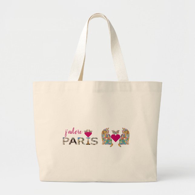 J'adore Paris, Katter i Kärlek, Hearts Butterflies Jumbo Tygkasse (Framsidan)