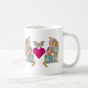 J'adore Paris, Katter i Kärlek, Hearts Butterflies Kaffemugg