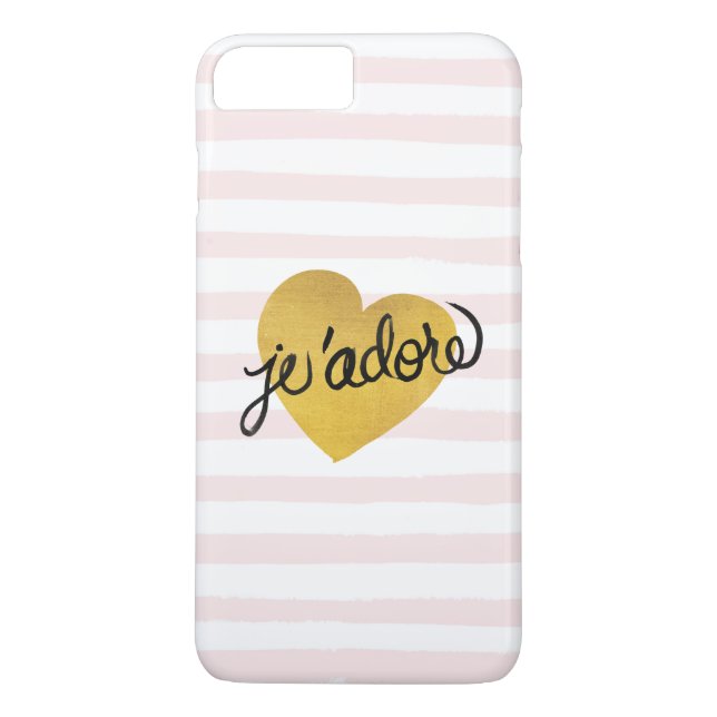 J'adore Quote| Svarta och Guld Hjärta Case-Mate iPhone Skal (Baksida)