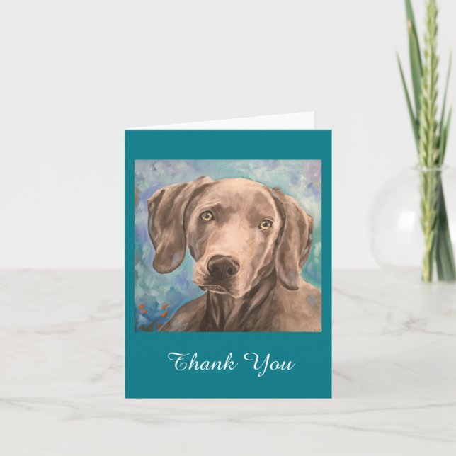 ’Jaeger’- Weimaraner Notecard Tack Kort (Framsida)