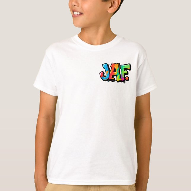 JAF graffiti stil - färgstark stadskonst typografi T Shirt (Framsida)