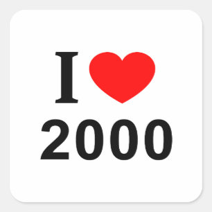 Jag ❤️ 2000 JAG ÄLSKAR 2000 JAG HJÄRTA 2000 Fyrkantigt Klistermärke